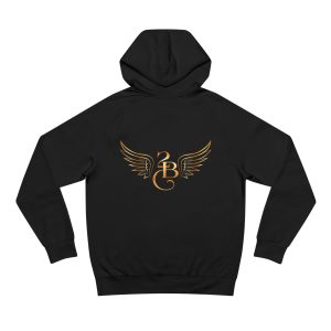Gold Winged Monogram BC Hoodie | Back Graphic, Black Pullover