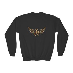 Gold Winged Monogram B&C Youth Crewneck Sweatshirt | Initial Logo