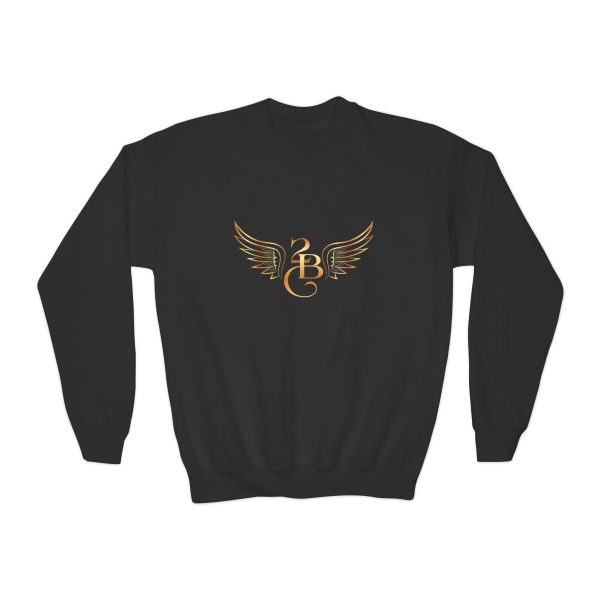 Gold Winged Monogram B&C Youth Crewneck Sweatshirt | Initial Logo