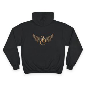 Gold Winged Monogram B Hoodie | Back Print, Black Pullover